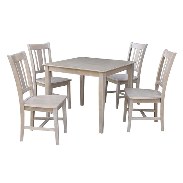 International Concepts Square 36X36 Dining Table with 4 San Remo Side Chairs, Washed Gray Taupe, 36 in W, 36 in L, 30 in H K09-3636-C10-4 - main